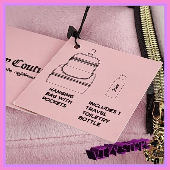 💕 NWT Juicy Couture Pink Velvet Train Case Front & Top Zippers #7199 💕 - Picture 2 of 6